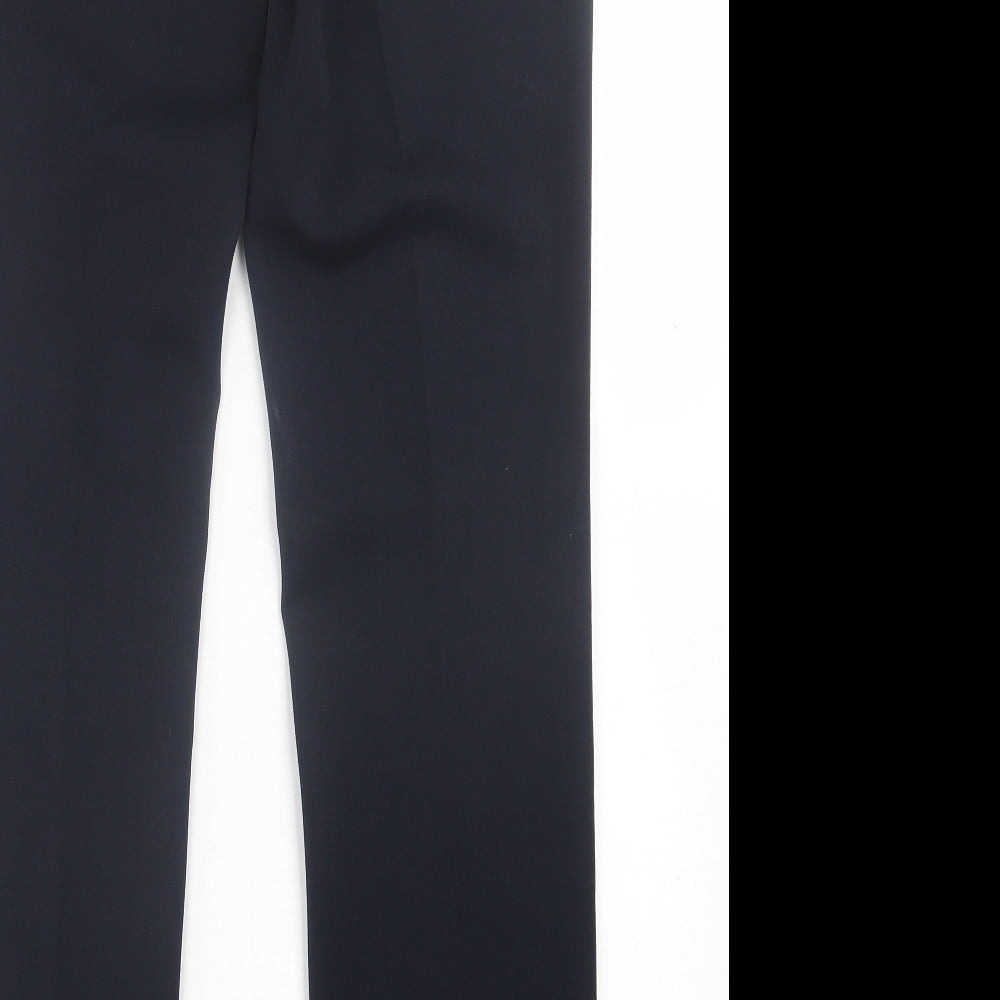 Marks and Spencer Womens Blue  Polyester Trousers  Size 12 L31 in Regular Hook & Eye