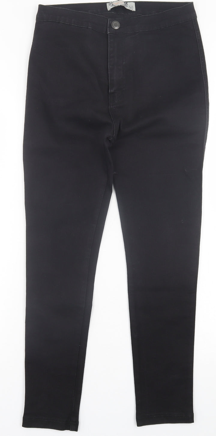 Boohoo Womens Black Cotton Skinny Jeans Size 12 L27 in Regular Button