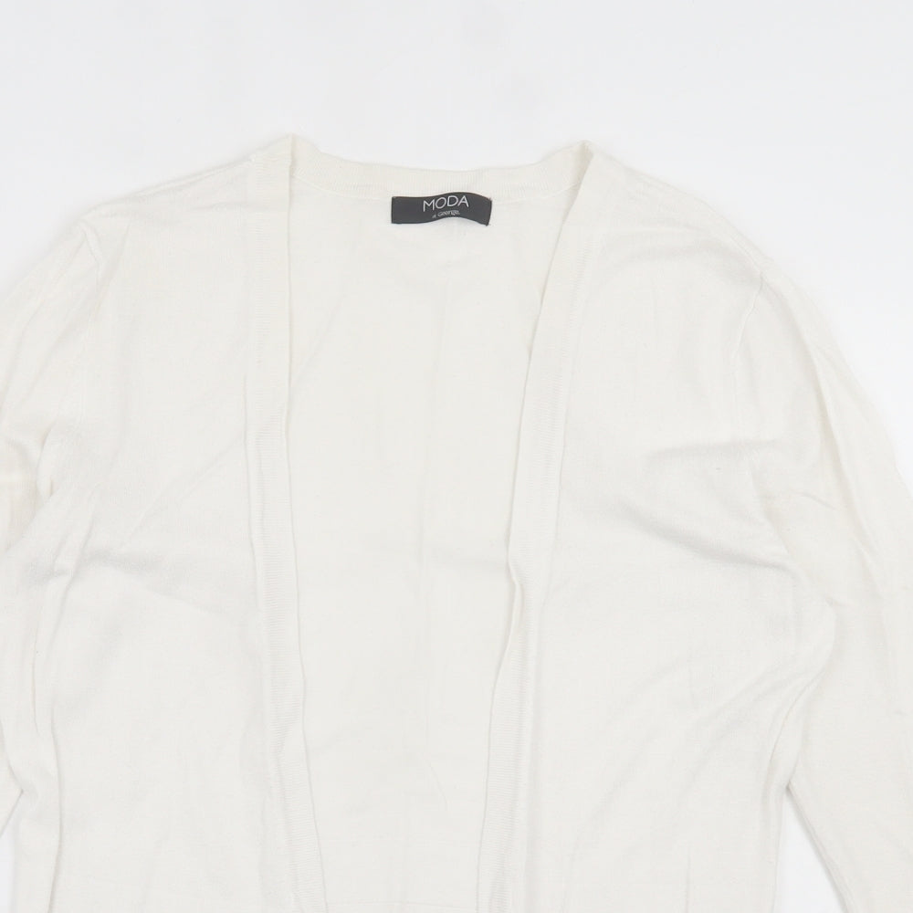 George Womens White V-Neck  Viscose Cardigan Jumper Size 12