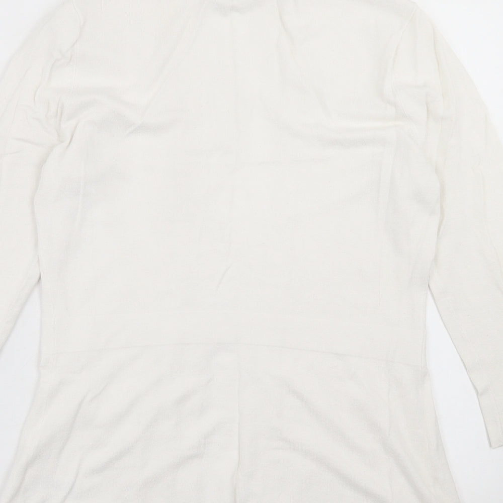 George Womens White V-Neck  Viscose Cardigan Jumper Size 12