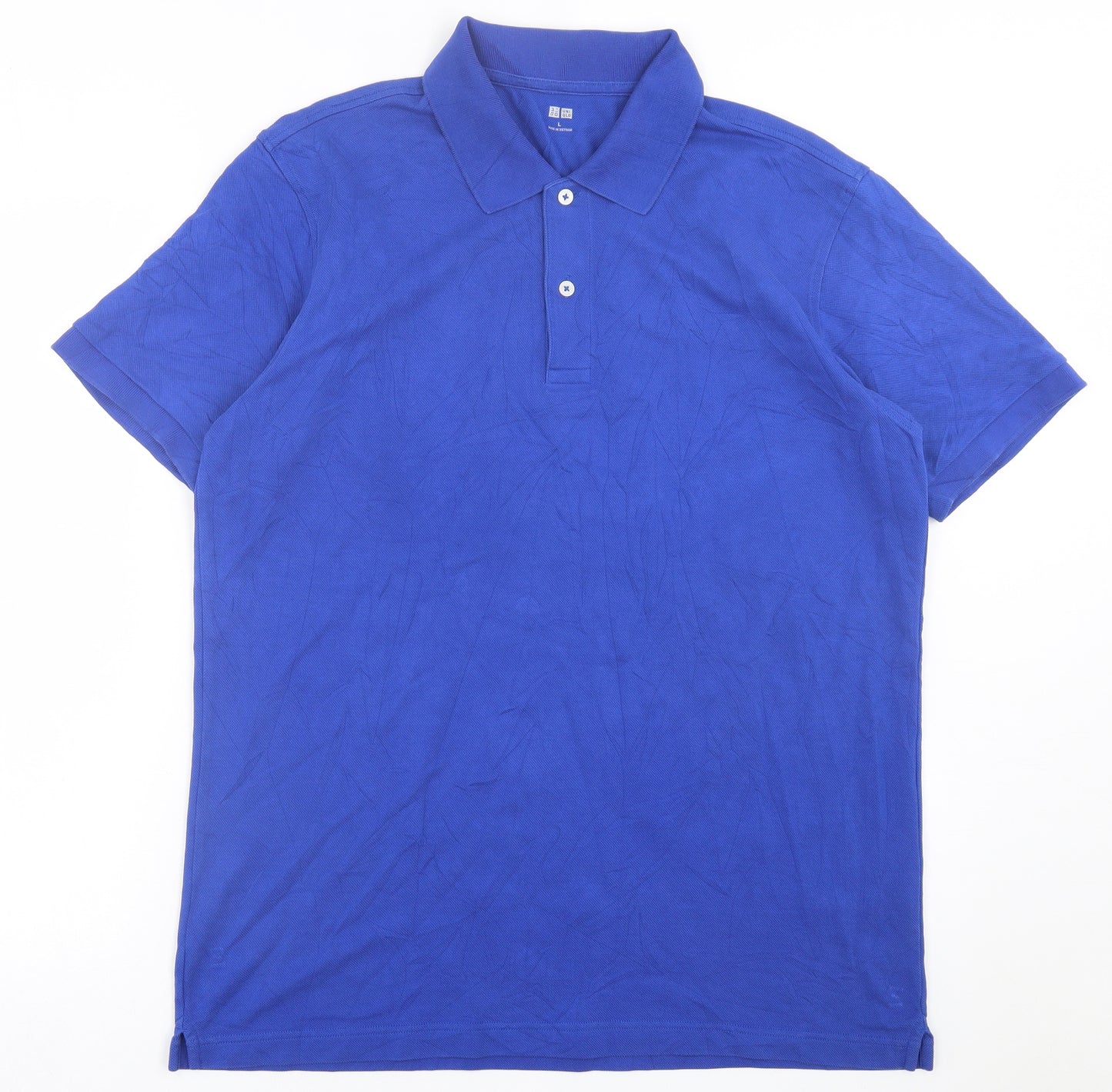 Uniqlo Mens Blue  Cotton  Polo Size L Collared Button