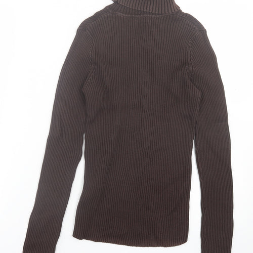 Casual Club Womens Brown Roll Neck  Cotton Pullover Jumper Size 12