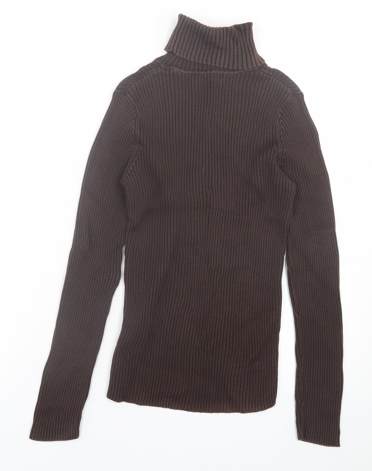Casual Club Womens Brown Roll Neck  Cotton Pullover Jumper Size 12