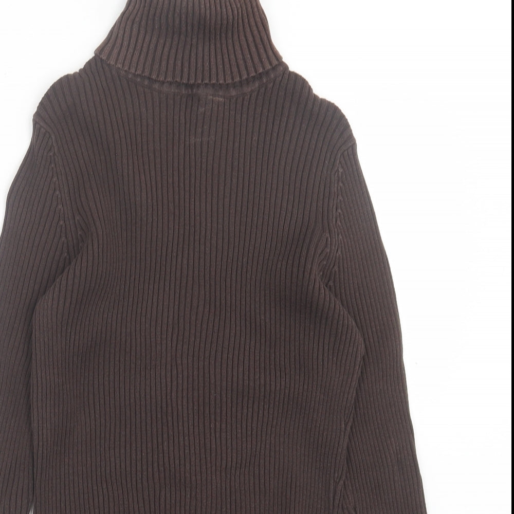 Casual Club Womens Brown Roll Neck  Cotton Pullover Jumper Size 12