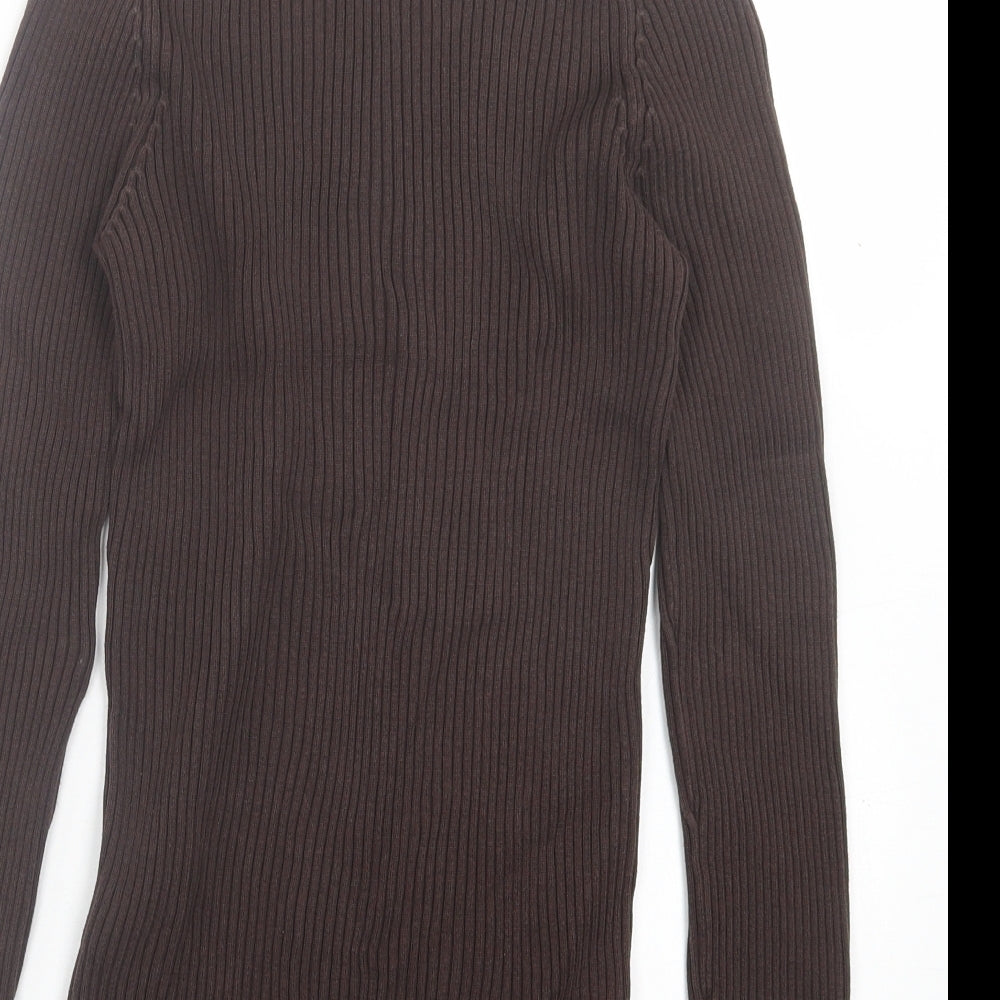Casual Club Womens Brown Roll Neck  Cotton Pullover Jumper Size 12