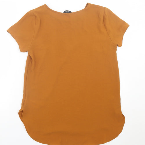 New Look Womens Yellow  Polyester Basic T-Shirt Size 12 Crew Neck
