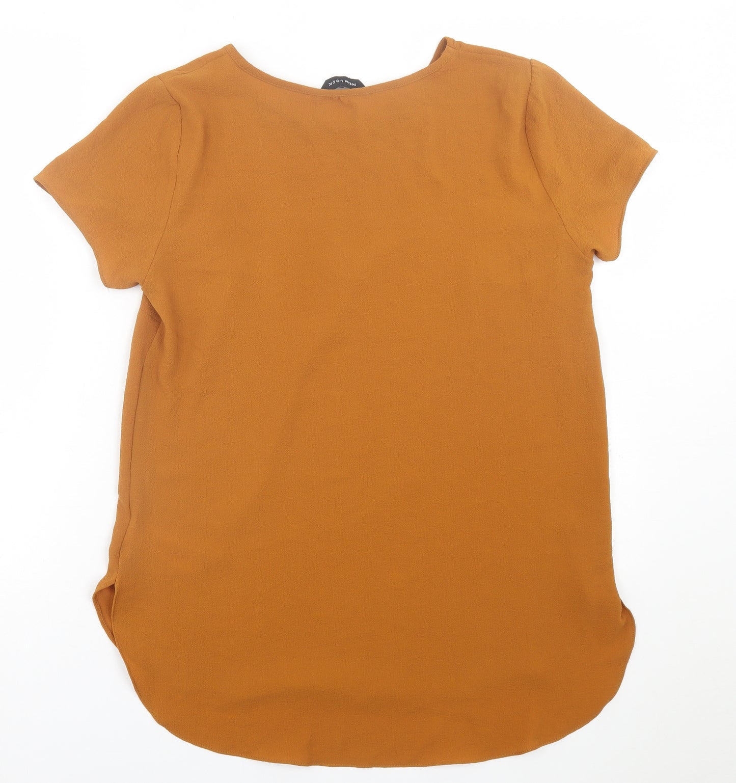 New Look Womens Yellow  Polyester Basic T-Shirt Size 12 Crew Neck