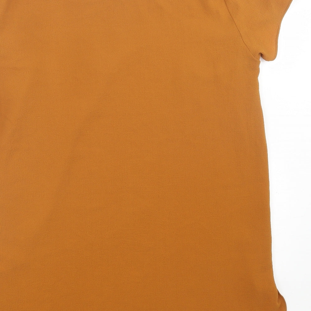 New Look Womens Yellow  Polyester Basic T-Shirt Size 12 Crew Neck