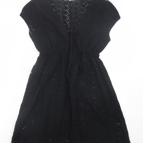 Awear Womens Black Floral Polyester A-Line  Size 12  V-Neck Pullover