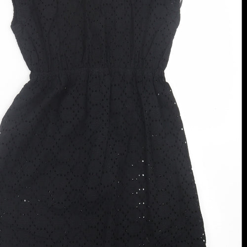 Awear Womens Black Floral Polyester A-Line  Size 12  V-Neck Pullover
