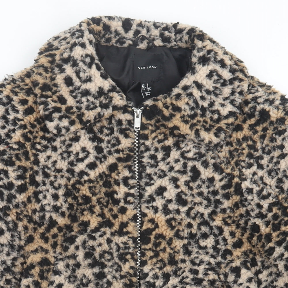 New Look Womens Brown Animal Print  Jacket  Size S  Zip