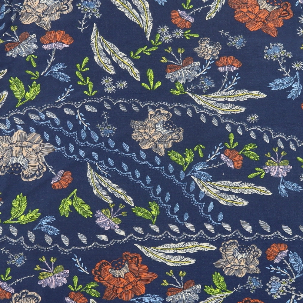 label be Womens Blue Floral Polyester A-Line  Size 34  Crew Neck Pullover