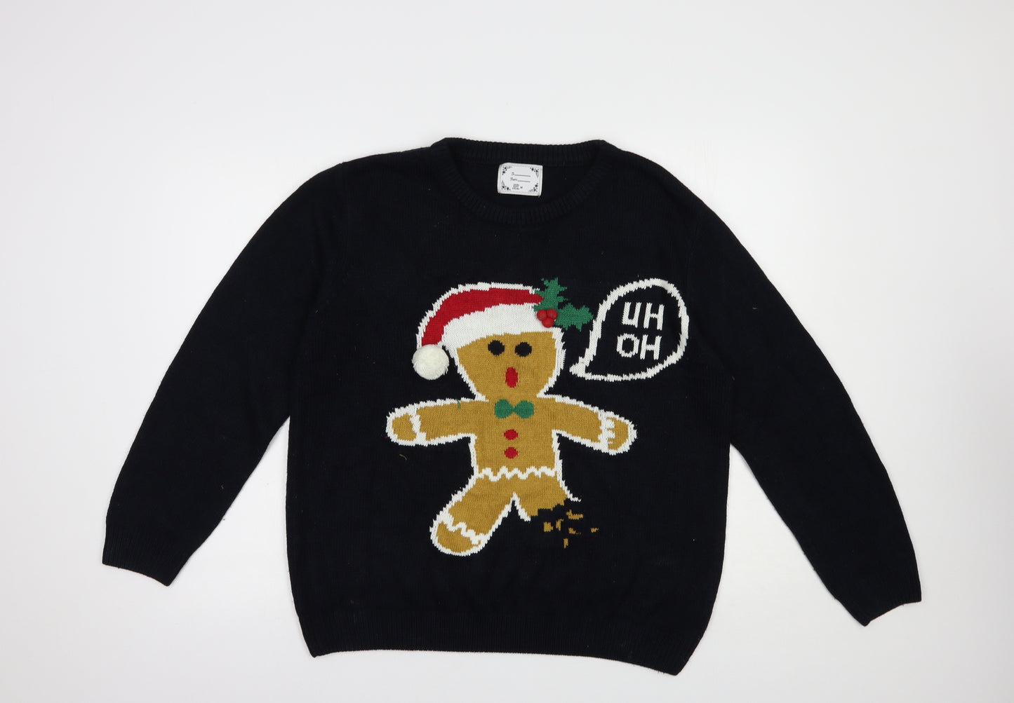 Primark Mens Blue Crew Neck  Acrylic Pullover Jumper Size M   - Christmas Jumper
