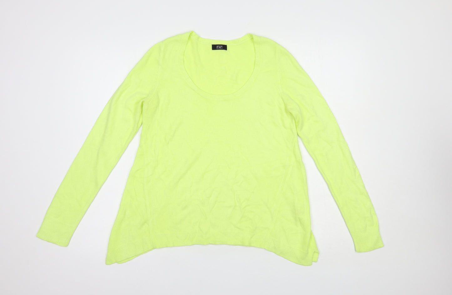 F&F Womens Yellow Scoop Neck  Acrylic Pullover Jumper Size 12