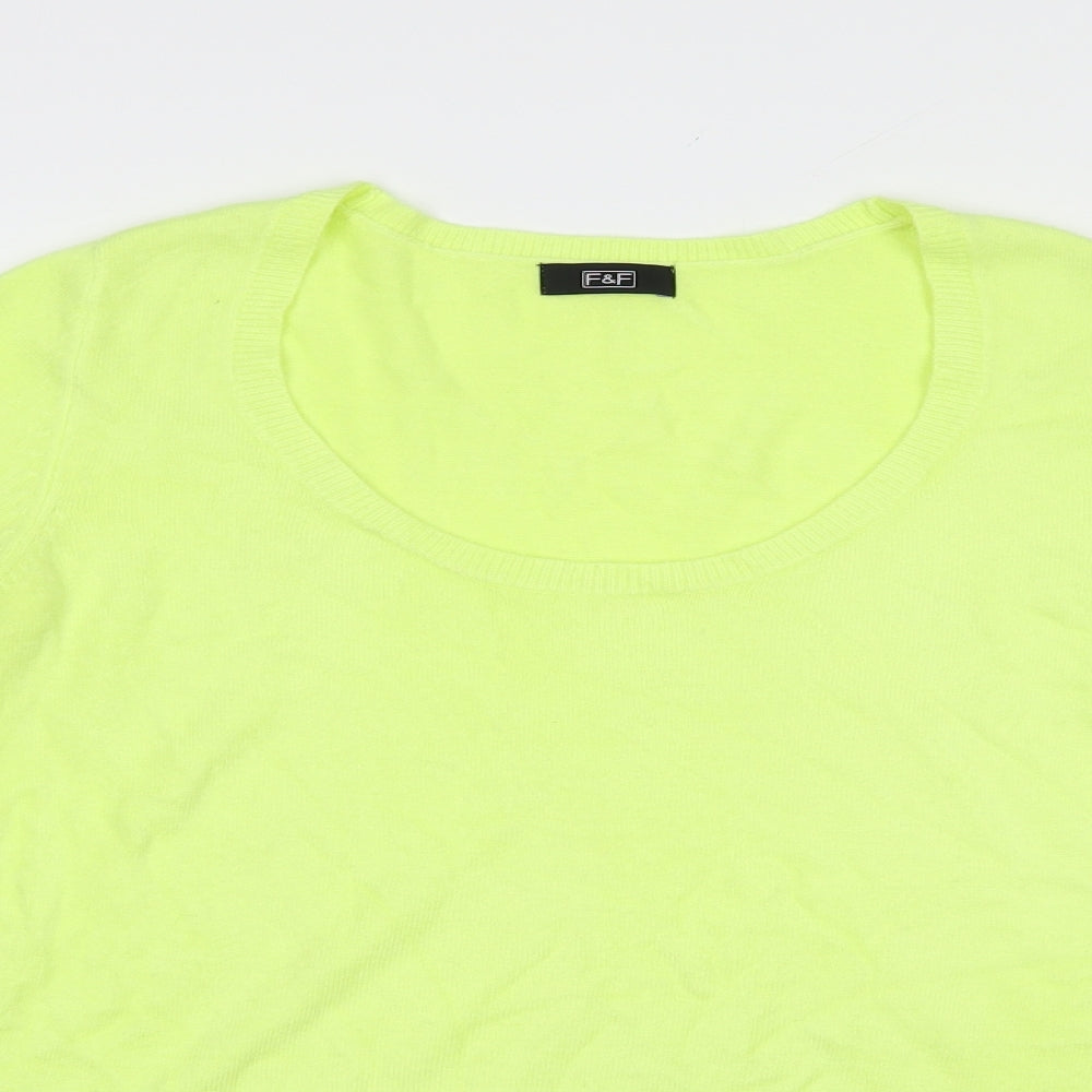 F&F Womens Yellow Scoop Neck  Acrylic Pullover Jumper Size 12