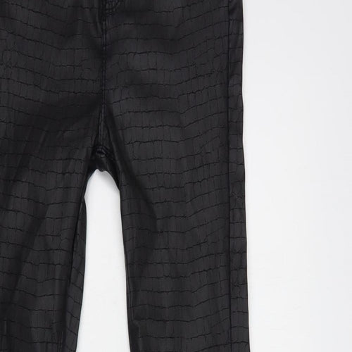 Denim Co. Womens Black Animal Print Polyester Trousers  Size 10 L33 in Regular Button - Coated