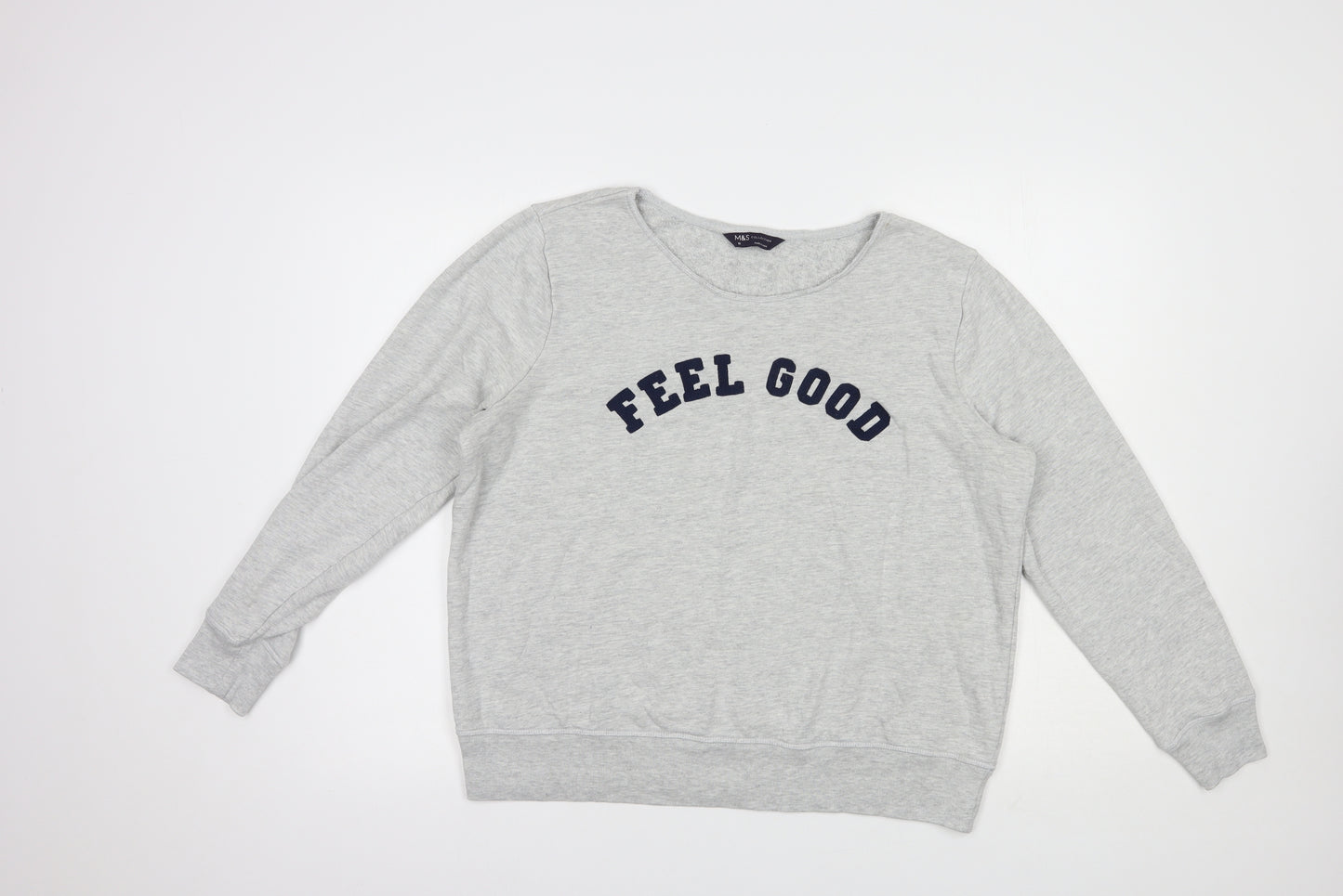 Marks and Spencer Womens Grey  Cotton Pullover Sweatshirt Size 16  Pullover - Feel Good