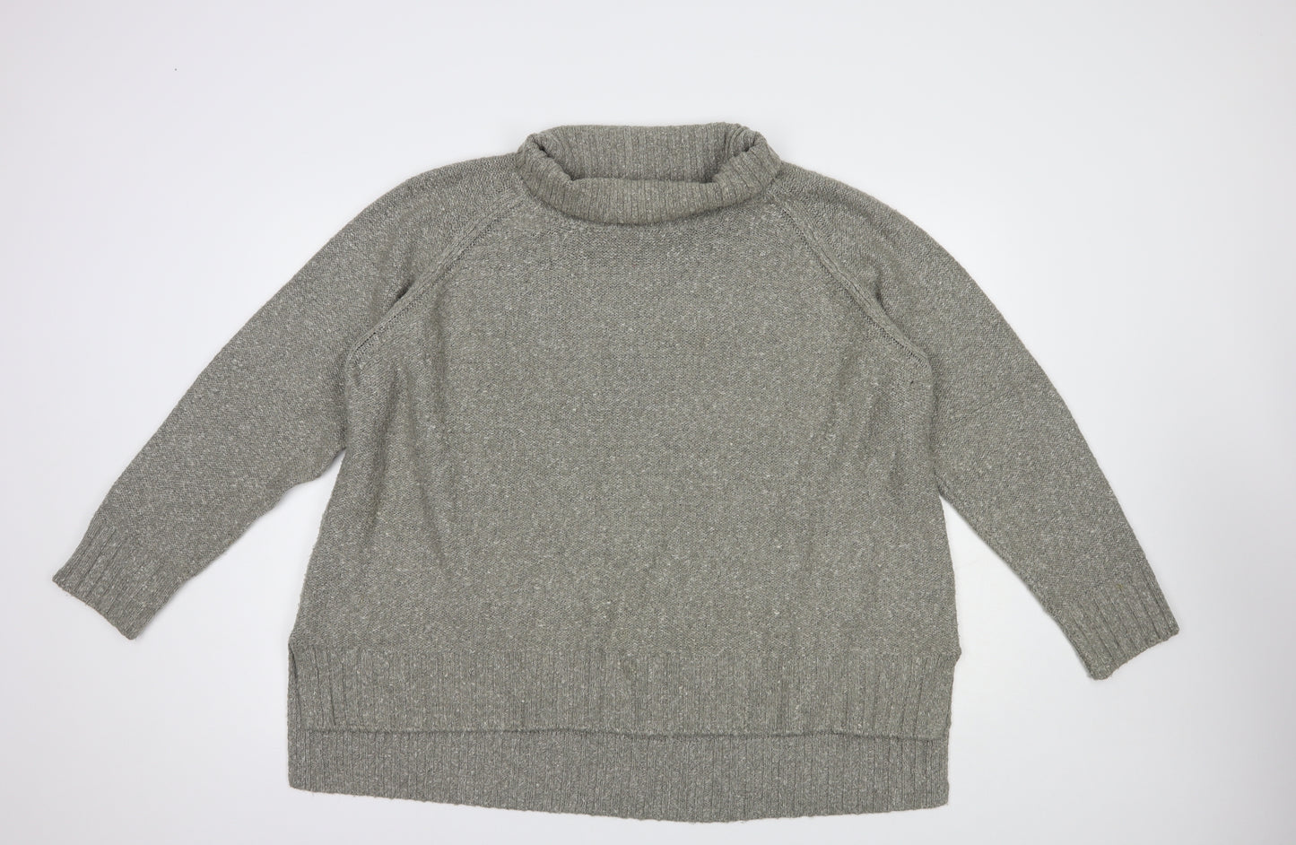 H&M Womens Grey Roll Neck  Acrylic Pullover Jumper Size XL