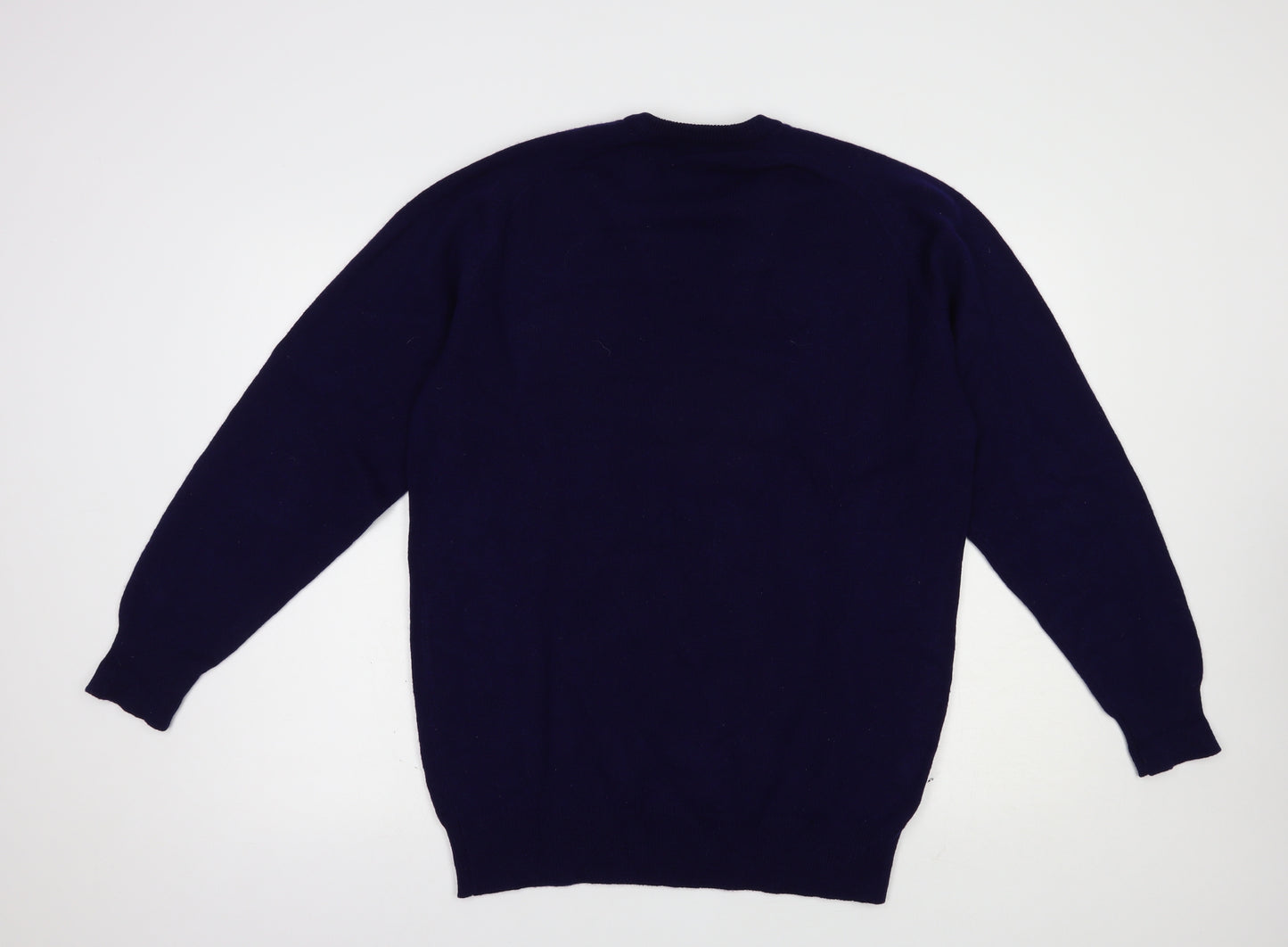 Hawick Knitwear Mens Blue V-Neck  Wool Pullover Jumper Size L