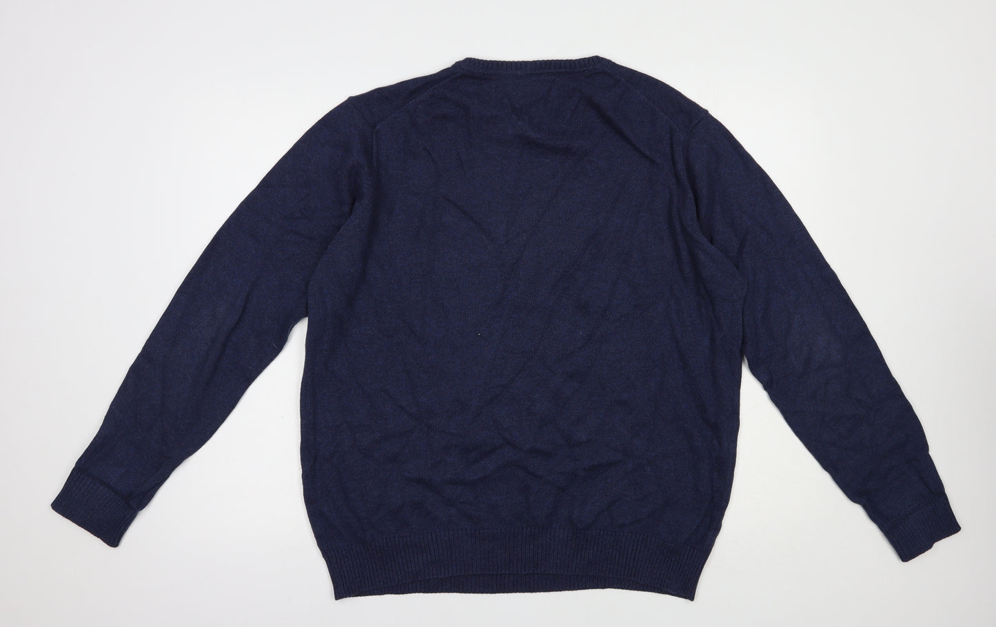 Morley Mens Blue Crew Neck  Cotton Pullover Jumper Size L