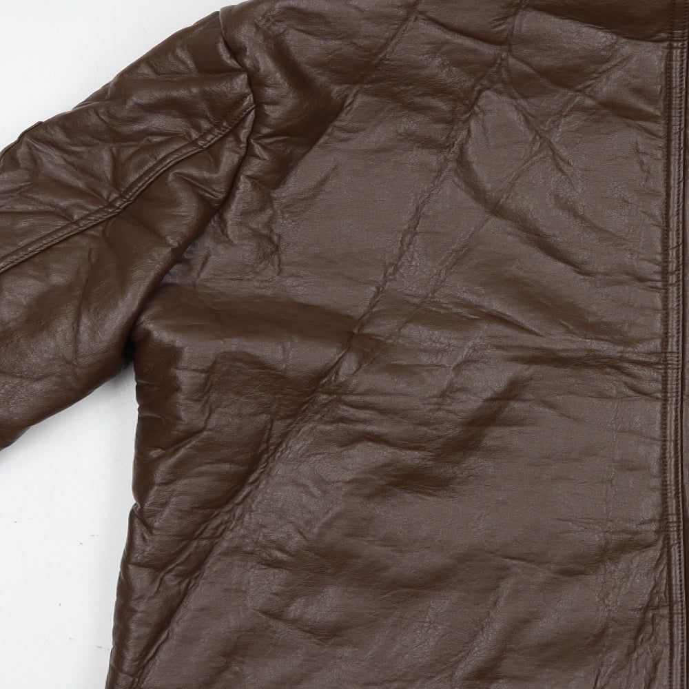 Preworn Womens Brown   Jacket  Size L  Zip - Faux Leather