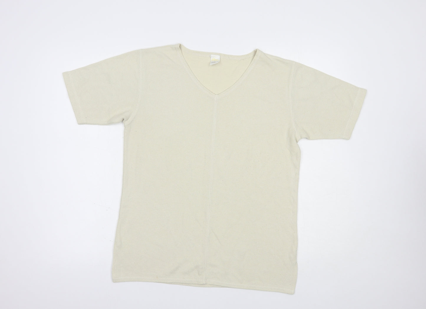 Etam Womens Beige V-Neck  Polyester Pullover Jumper Size 12