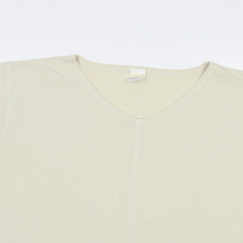 Etam Womens Beige V-Neck  Polyester Pullover Jumper Size 12
