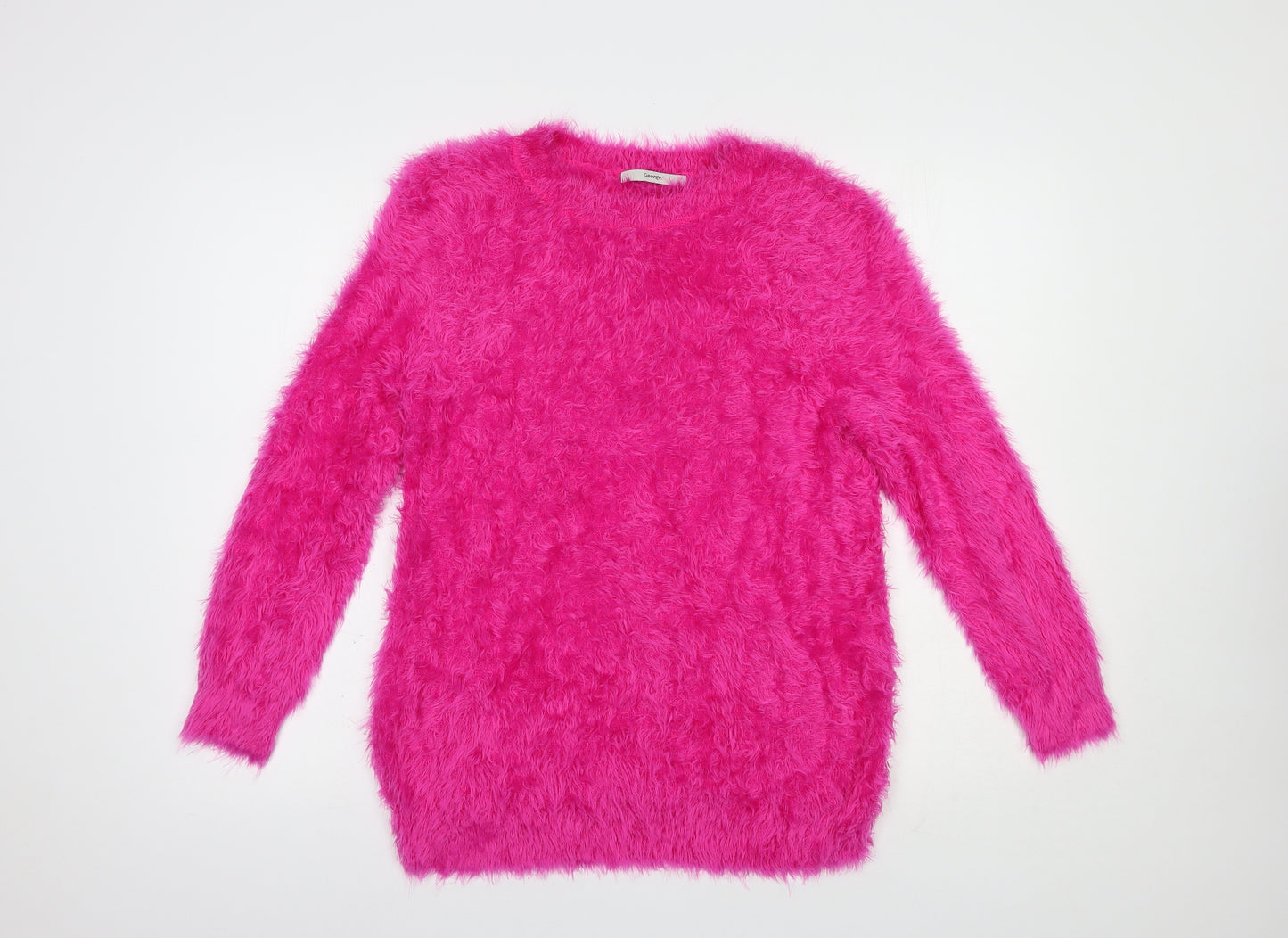 George Womens Pink Crew Neck  Polyamide Pullover Jumper Size 14