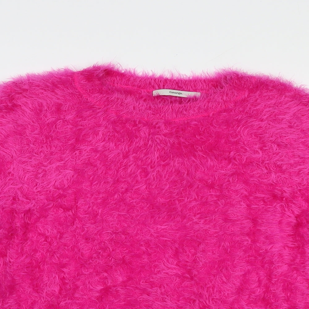 George Womens Pink Crew Neck  Polyamide Pullover Jumper Size 14
