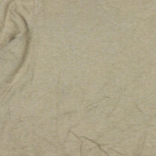 Marks and Spencer Mens Beige V-Neck  Cotton Pullover Jumper Size L