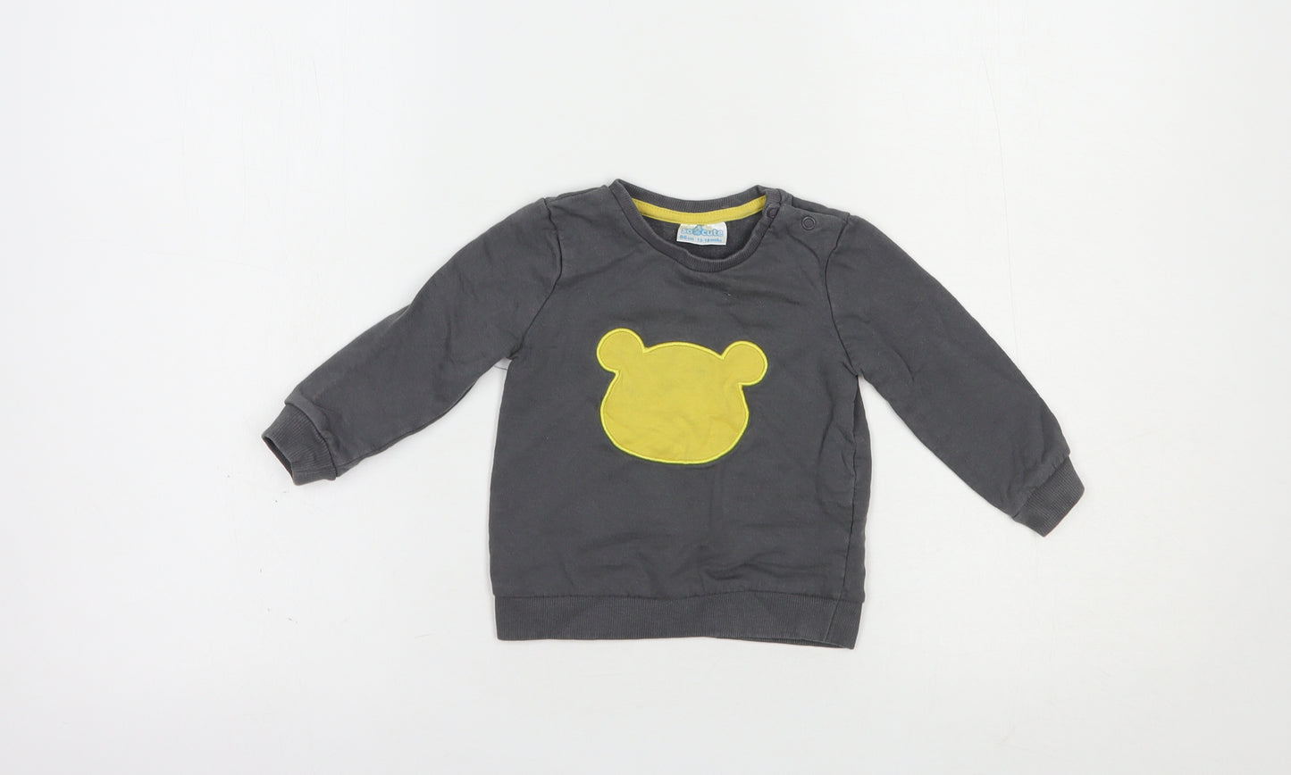 So Cute Baby Grey  Cotton Pullover Jumper Size 12-18 Months  Snap -  Bear