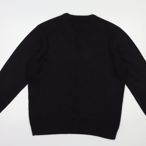 Kensington Eastside Mens Blue V-Neck  Acrylic Pullover Jumper Size L