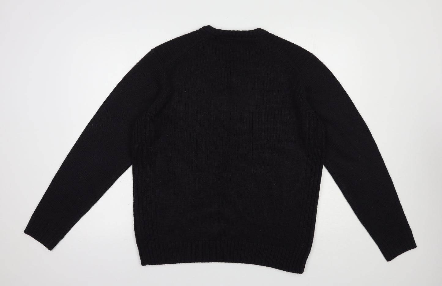 Kensington Eastside Mens Blue V-Neck  Acrylic Pullover Jumper Size L