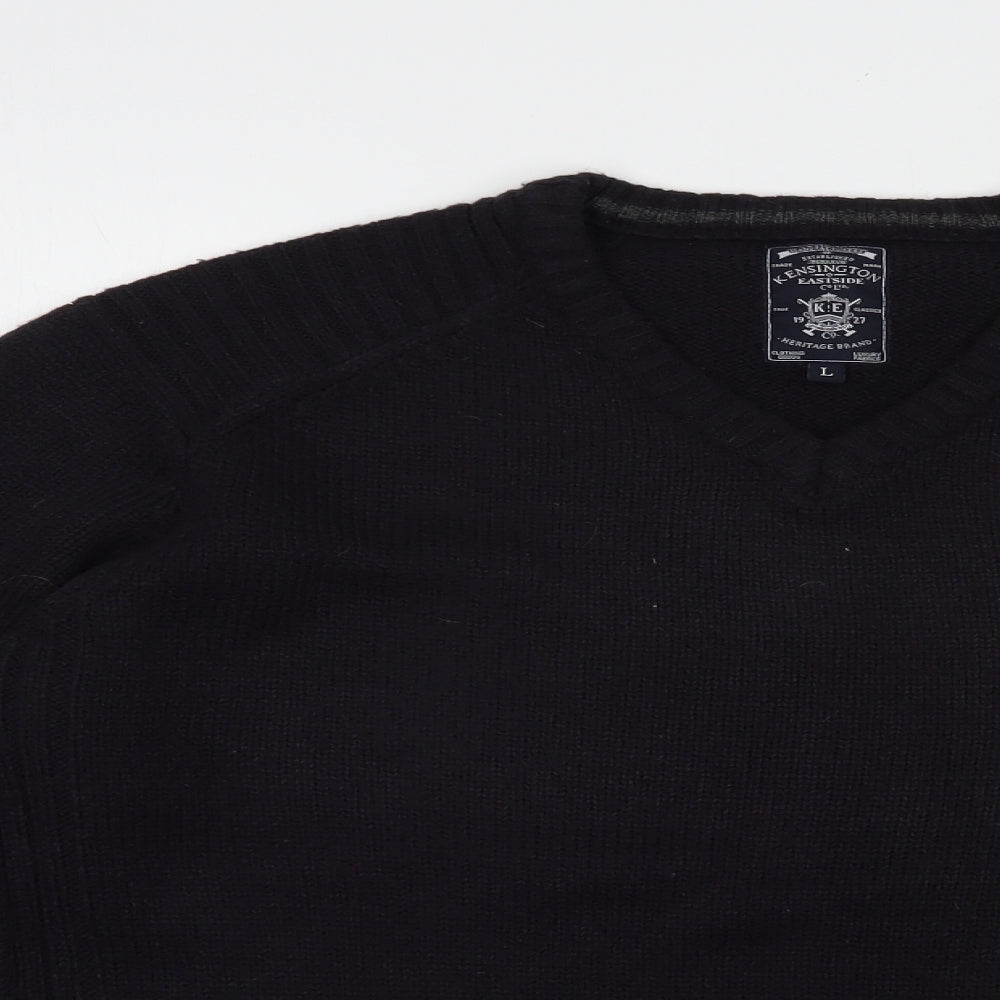 Kensington Eastside Mens Blue V-Neck  Acrylic Pullover Jumper Size L