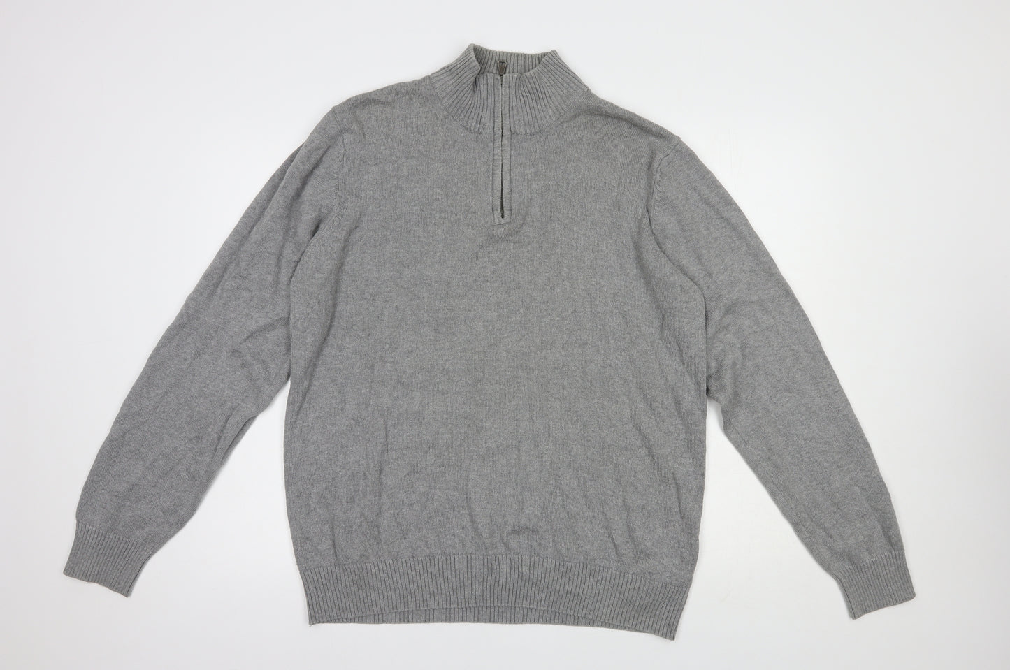 Blue Harbour Mens Grey High Neck  Cotton Pullover Jumper Size L