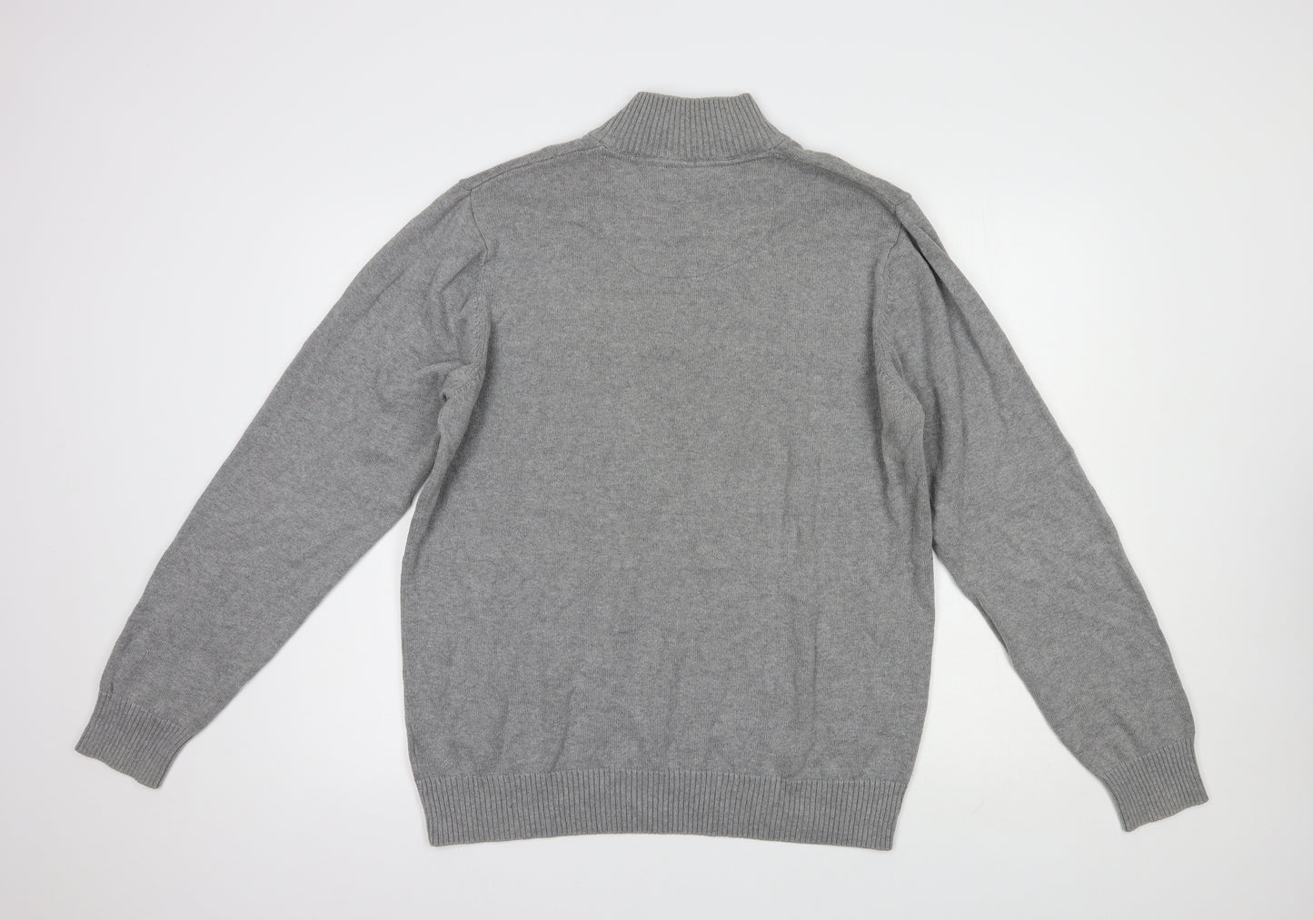 Blue Harbour Mens Grey High Neck  Cotton Pullover Jumper Size L