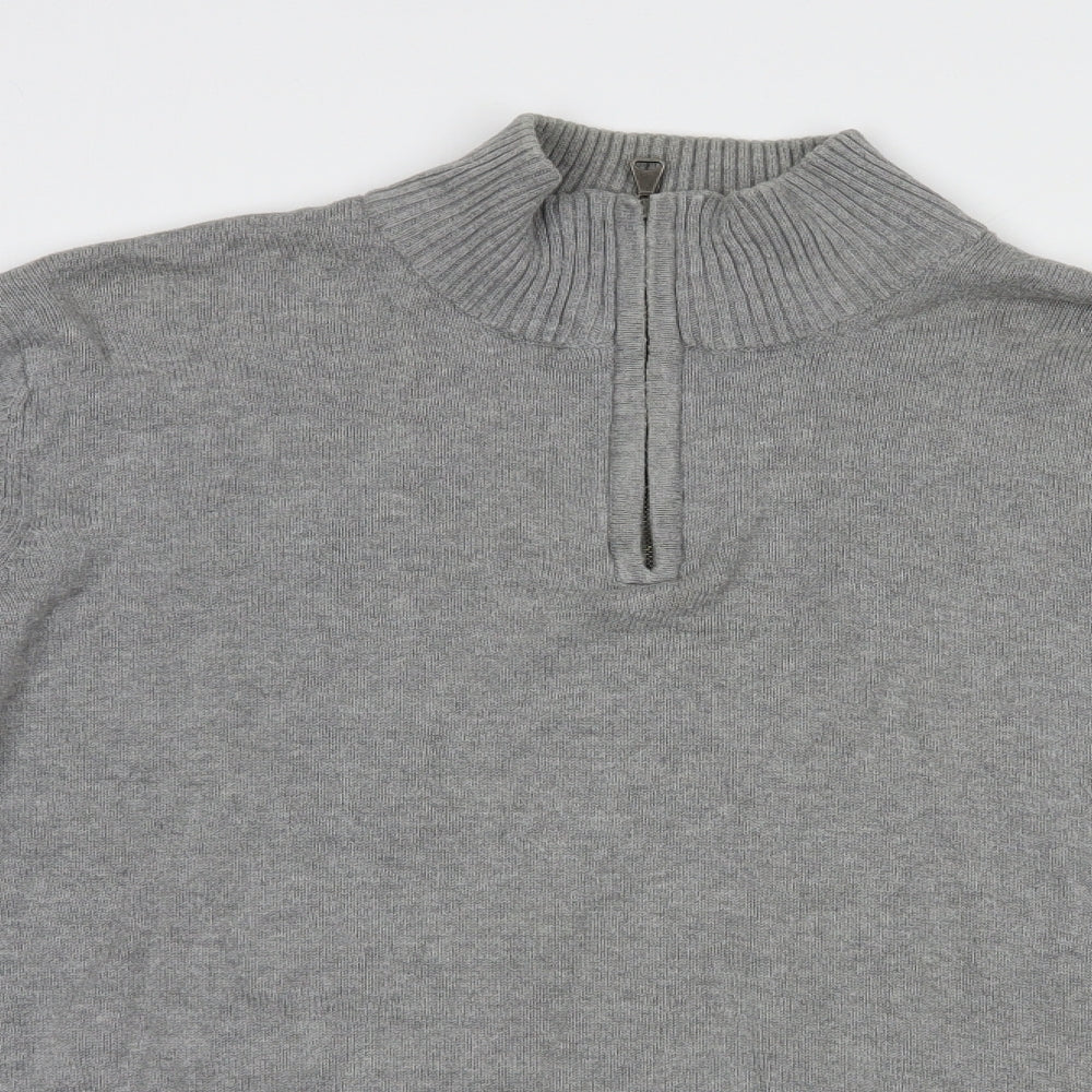 Blue Harbour Mens Grey High Neck  Cotton Pullover Jumper Size L