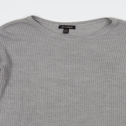 QED London Womens Grey Boat Neck  Acrylic Tunic Jumper Size M