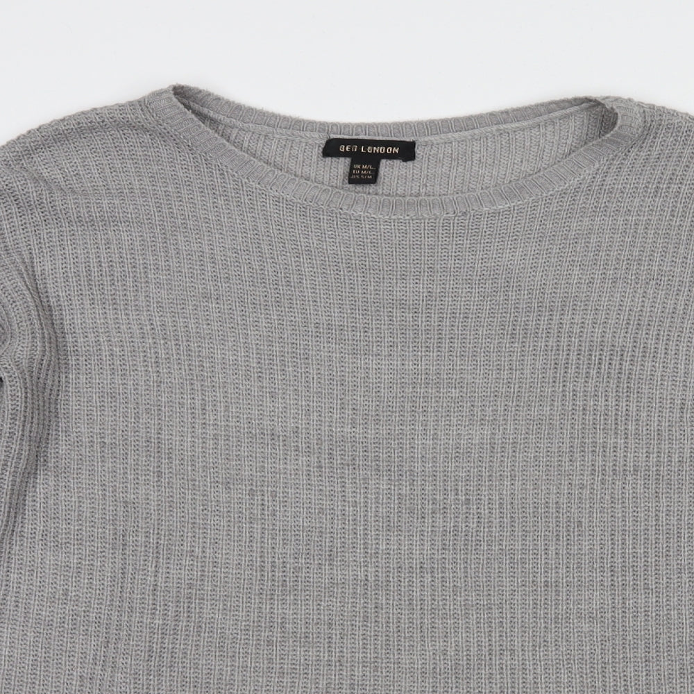 QED London Womens Grey Boat Neck  Acrylic Tunic Jumper Size M