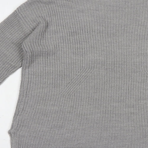 QED London Womens Grey Boat Neck  Acrylic Tunic Jumper Size M