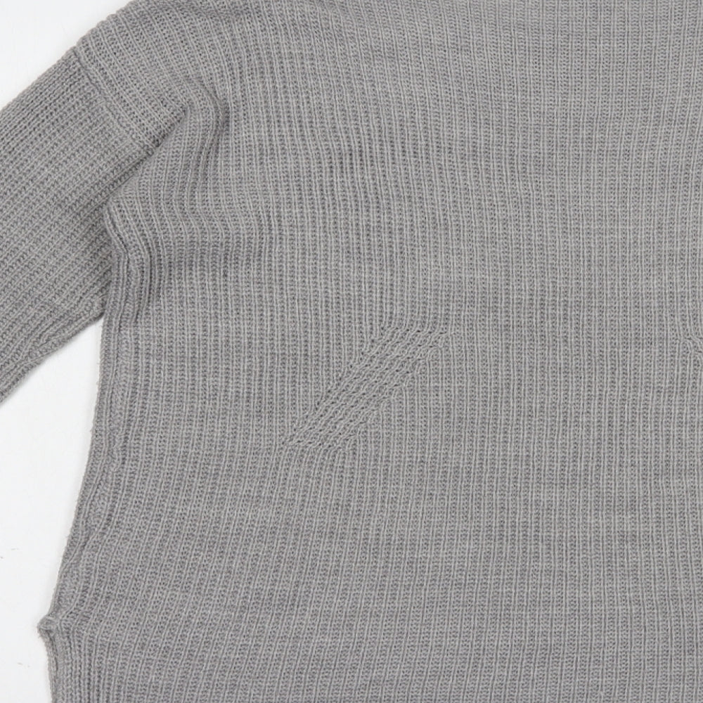 QED London Womens Grey Boat Neck  Acrylic Tunic Jumper Size M