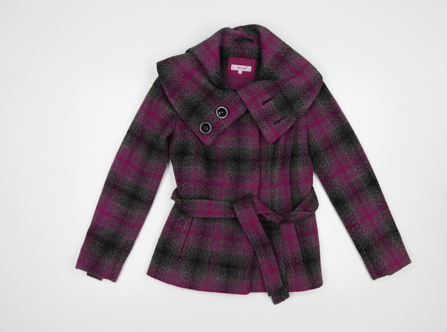 Per Una Womens Purple Plaid  Jacket  Size 8  Button