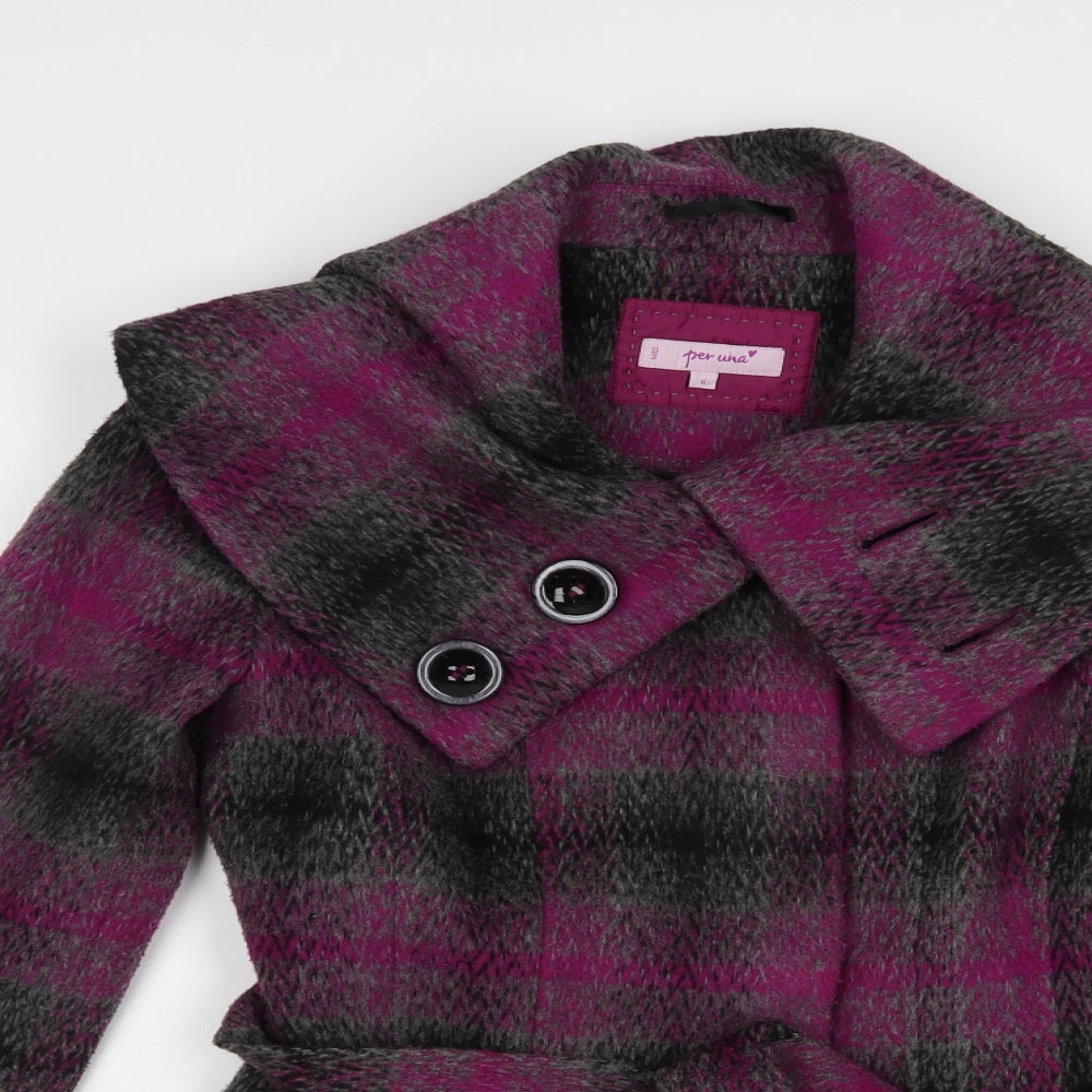 Per Una Womens Purple Plaid  Jacket  Size 8  Button