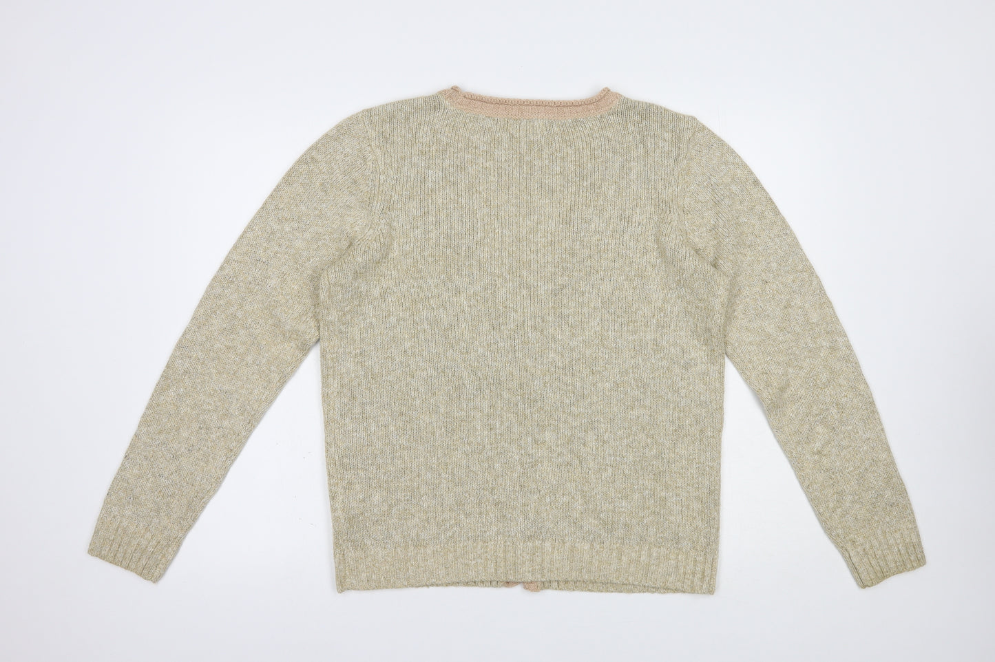Fat Face Womens Beige V-Neck  Cotton Cardigan Jumper Size 14