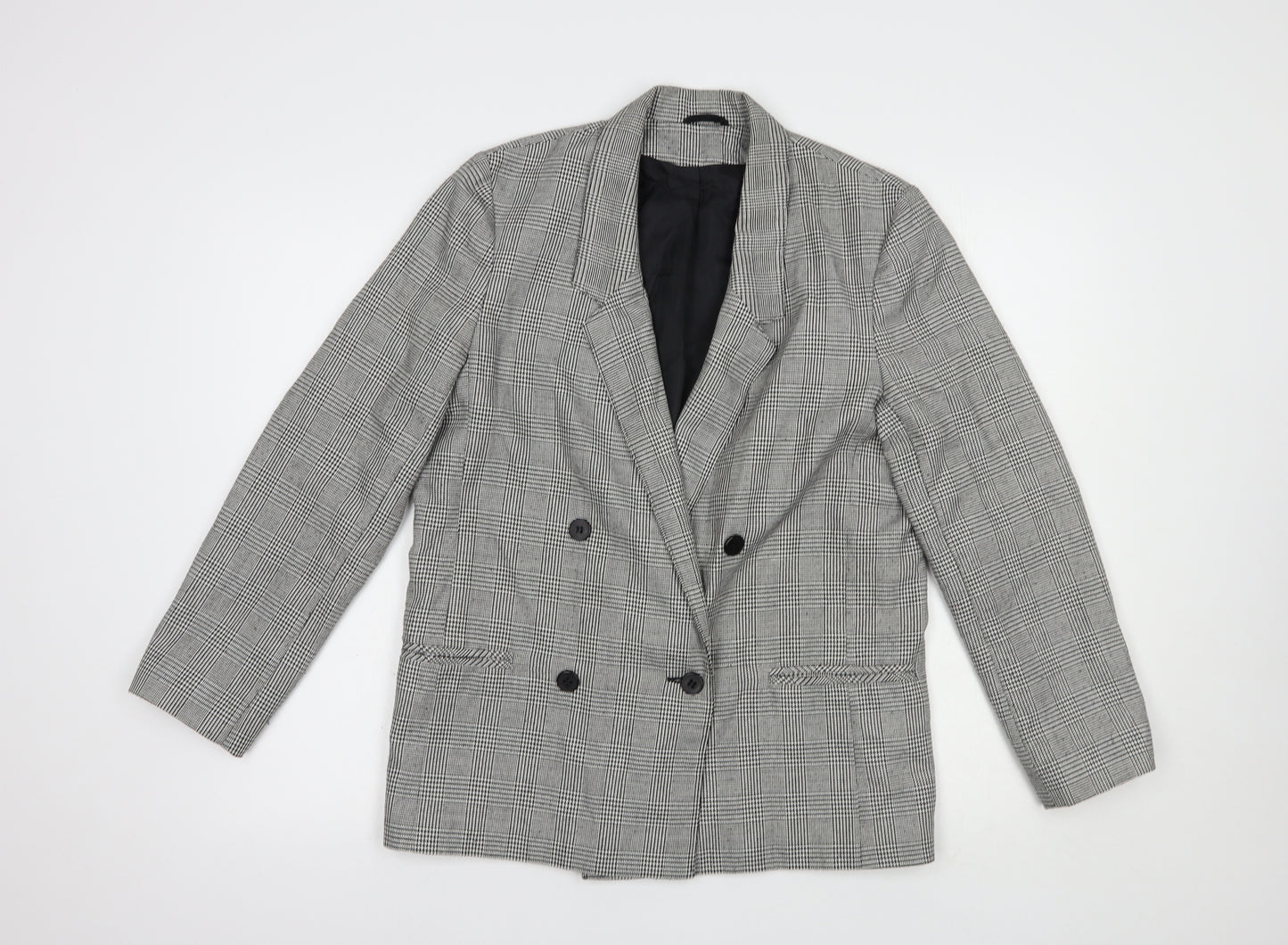 Debenhams Womens Grey Plaid  Jacket Blazer Size 10  Button
