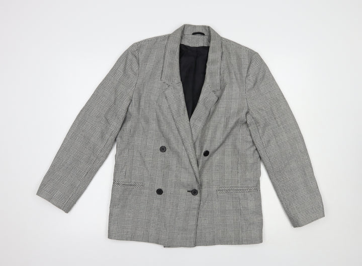 Debenhams Womens Grey Plaid  Jacket Blazer Size 10  Button