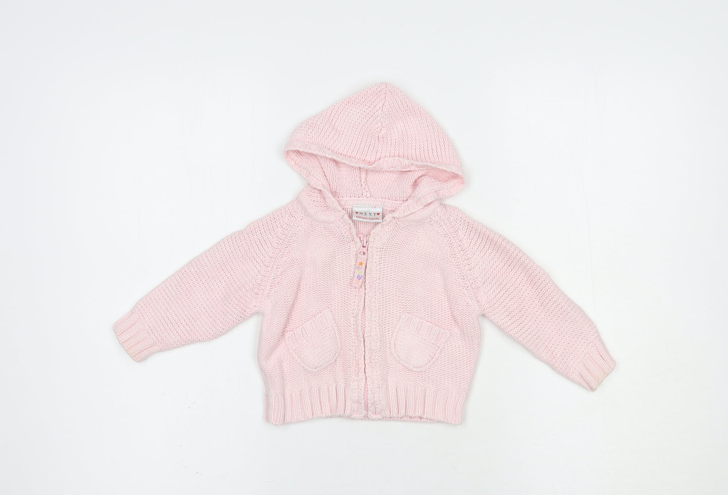 NEXT Baby Pink  Cotton Cardigan Jumper Size 9-12 Months  Zip