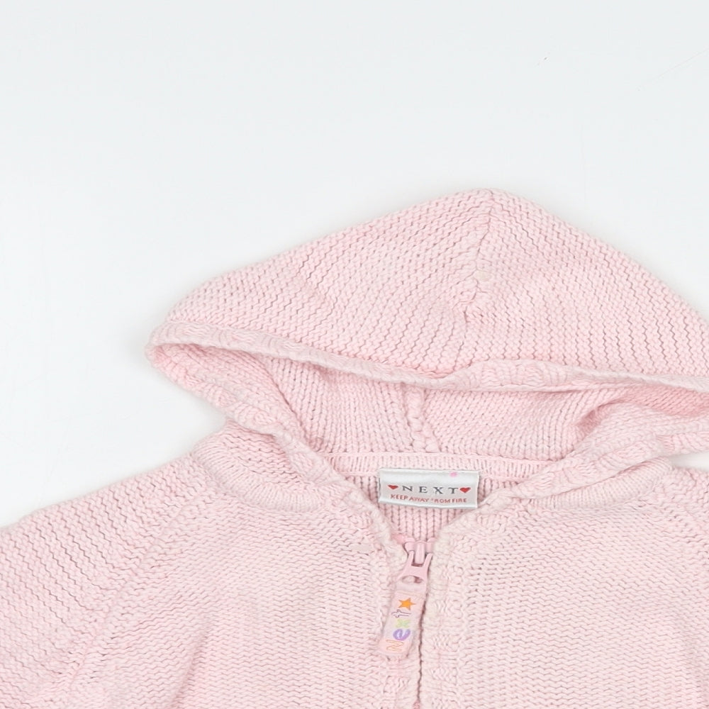 NEXT Baby Pink  Cotton Cardigan Jumper Size 9-12 Months  Zip