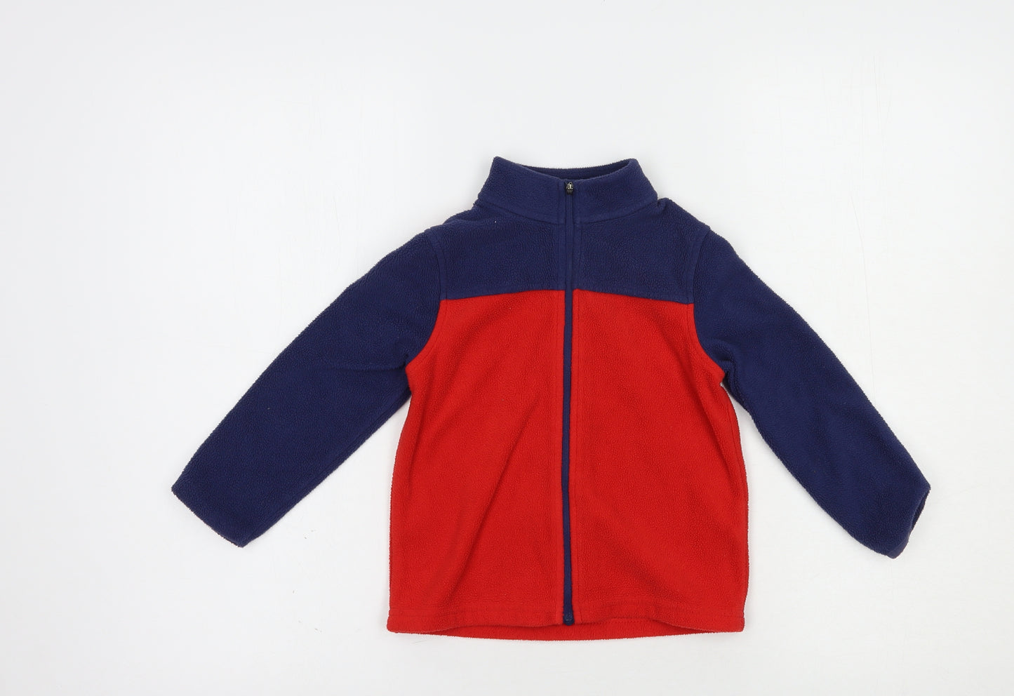 Marks and Spencer Boys Red Colourblock Polyester Full Zip Sweatshirt Size 3-4 Years  Zip