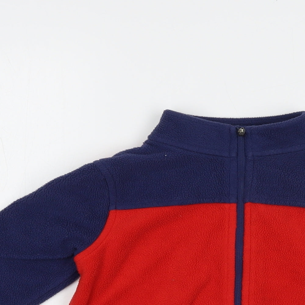 Marks and Spencer Boys Red Colourblock Polyester Full Zip Sweatshirt Size 3-4 Years  Zip